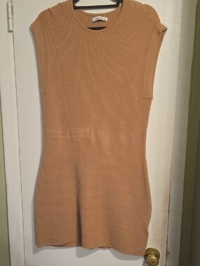 Abercrombie & Fitch Ribbed Knit Tank Dress - Camel/Tan